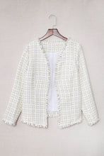 Load image into Gallery viewer, Frayed Slim-fit Open Front Plaid Jacket
