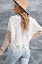 Load image into Gallery viewer, Color block Love Distressed Sweater
