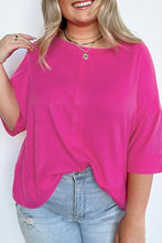 Load image into Gallery viewer, Plus Size Ribbed 3/4 Sleeves Flowy Top
