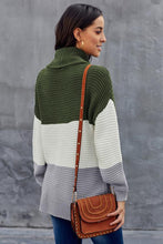 Load image into Gallery viewer, Turtleneck Color Block Pullover Sweater
