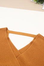 Load image into Gallery viewer, Rib Knit Surplice Neck Belted Peplum Sweater
