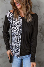 Load image into Gallery viewer, Leopard Color Block Cut Out Long Sleeve Top
