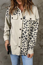 Load image into Gallery viewer, Leopard Print Detail Pocketed Corduroy Jacket
