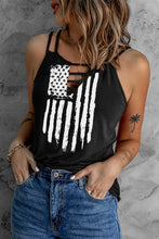 Load image into Gallery viewer, American Flag Print Cut Out Spaghetti Strap Tank Top
