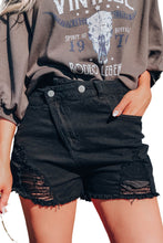 Load image into Gallery viewer, Asymmetrical Ripped Denim Shorts
