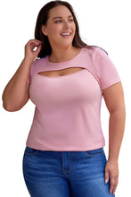 Load image into Gallery viewer, Peekaboo Cutout Front Plus Size T-shirt
