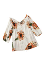 Load image into Gallery viewer, Floral Ruffled Tassel Tie Off Shoulder Blouse
