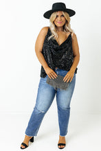 Load image into Gallery viewer, Plus Size Drape Neck Sequin Tank Top
