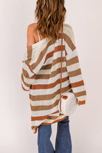 Load image into Gallery viewer, Striped Color Block Hollowed Knit Cardigan
