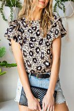 Load image into Gallery viewer, Ruffled Sleeveless O Neck Leopard Blouse
