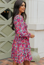 Load image into Gallery viewer, Smocked V Neck Puffy Sleeve Floral Dress
