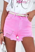 Load image into Gallery viewer, Solid Color Distressed Denim Shorts
