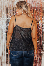 Load image into Gallery viewer, Plus Size Drape Neck Sequin Tank Top
