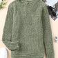 Green Long Sleeve Round Hem Cable Knit Sweater