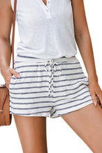 Load image into Gallery viewer, Striped Print Drawstring High Waist Casual Shorts
