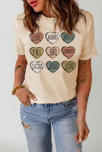 Load image into Gallery viewer, Khaki Heart Shaped Letters Print Crewneck Graphic Tee
