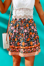 Load image into Gallery viewer, Floral Print Drawstring A-line High Waist Mini Skirt
