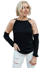 Load image into Gallery viewer, Sequin Shoulder Long Sleeve Top
