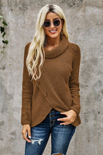 Load image into Gallery viewer, Khaki Buttoned Wrap Turtleneck Sweater
