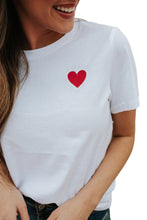 Load image into Gallery viewer, Valentines Heart Pattern Embroidery T Shirt
