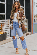 Load image into Gallery viewer, Pocketed Buttoned Plaid Shirt Jacket
