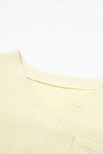 Load image into Gallery viewer, Beige Textured Pocket Split V Neck Plus Size Top
