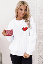 Load image into Gallery viewer, Heart Shaped Embroidered Pullover Sweatshirt
