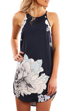 Load image into Gallery viewer, Blooming Peony Print Navy Sleeveless Dress
