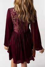 Load image into Gallery viewer, Buttoned Sheer Lace Back Long Sleeve Dress
