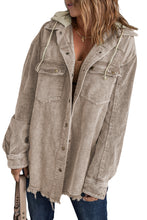 Load image into Gallery viewer, Khaki Patchwork Hooded Corduroy Shacket
