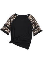 Load image into Gallery viewer, Ruffled Leopard Sleeve Patchwork Top
