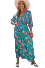 Load image into Gallery viewer, Boho Deep V Neck Floral Maxi Dress
