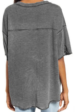 Load image into Gallery viewer, Waffle Knit Seamed Half Sleeve V Neck Top
