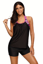 Load image into Gallery viewer, Blouson Style Floral T-back Tankini Top
