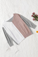 Load image into Gallery viewer, V-neck Color Block Loose Sweater
