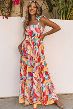 Load image into Gallery viewer, Multicolor Abstract Print Striped Trim Maxi Sundress
