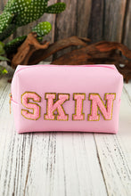 Load image into Gallery viewer, SKIN Embroidered Patch Zipped Cosmetic Bag 19*7*12cm
