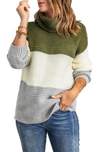 Load image into Gallery viewer, Turtleneck Color Block Pullover Sweater
