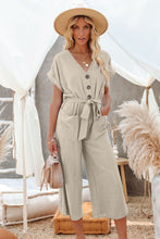 Load image into Gallery viewer, Khaki V Neck Pocketed Jumpsuit

