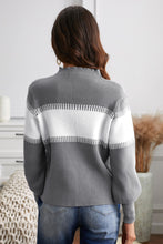 Load image into Gallery viewer, Color Block High Neck Pullover Sweater
