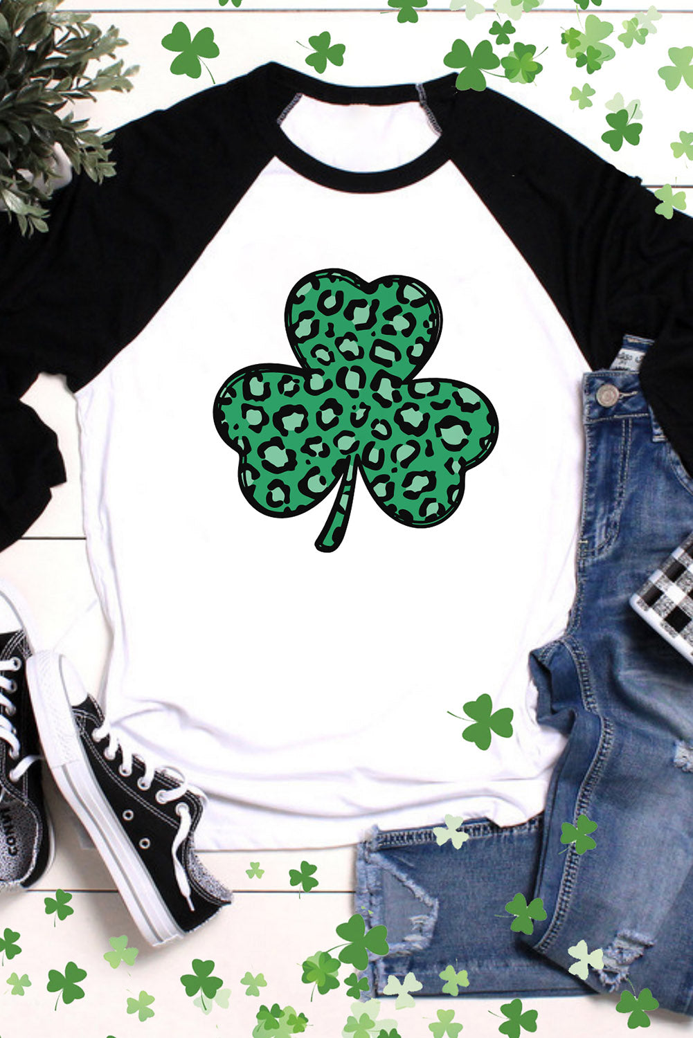 Leopard Spotted Clover St Patric T Shirt