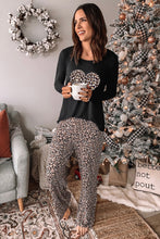 Load image into Gallery viewer, Heart Print Long Sleeve Top and Pants Loungewear
