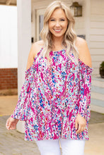 Load image into Gallery viewer, Floral Print Cold Shoulder Plus Size Top
