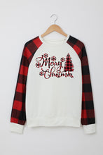 Load image into Gallery viewer, Merry Christmas Plaid Graphic Print Long Sleeve Sweatshirt
