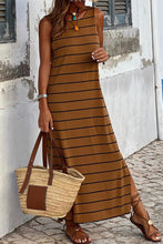 Load image into Gallery viewer, Stripe Print Open Back Sleeveless Maxi Dress with Slits
