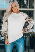 Load image into Gallery viewer, Beige Leopard Print Bubble Sleeve Top
