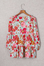 Load image into Gallery viewer, Floral Print Ruched V Neck Babydoll Blouse
