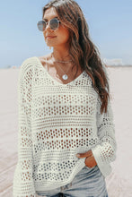 Load image into Gallery viewer, Hollow Out Crochet V Neck Pullover Sweater
