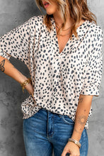 Load image into Gallery viewer, Animal Print V-neck Rolled Sleeve Tunic Top
