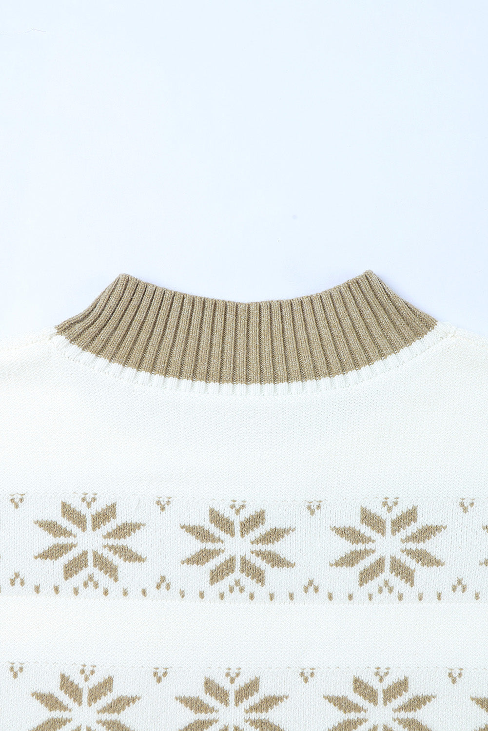 White Christmas Snowflake High Neck Knit Sweater